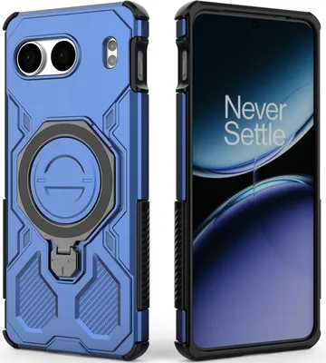Produktbild von Robuste Handyhülle für OnePlus Nord 4 mit Ringhalter Ständer Stoßfest, Magnetisch, Dual-Layer Schutz Blau