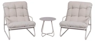 Produktbild von Koll Living Outdoor Lounge-Set 'Lara' | Modernes Bistro-Set mit 2 Sesseln & Tisch in Beige | Wetterfest, UV-beständig, wasserabweisend