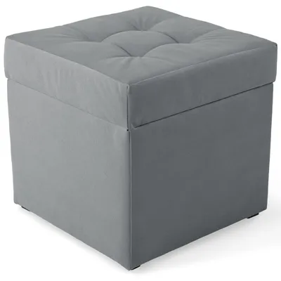 Produktbild von MG Design Polsterhocker Grau 45x45 cm - Stauraum 50L, bis 300 kg, matt & pflegeleicht, für Wohnzimmer & Flur