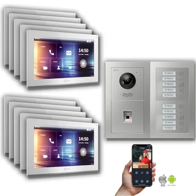 Produktbild von Goliath IP Video Türsprechanlage: 10-Zoll 10 Familienhaus, Fingerprint, Silber : 10 Zoll Weiß : Unterputzdose Monitor Farbe: 10 Zoll Weiß Montage: Unterputzdose