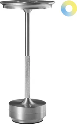 Produktbild von BELIANI LED Tischlampe Silber Metall 30 cm Hoch Aufladbar Kabellos mit USB-C-Ladefunktion Modernes Design für Outdoor Indoor Garten Terrasse Balkon