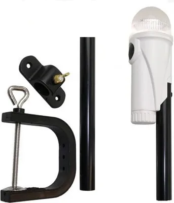 Produktbild von Batteriebetriebene LED-Navigationslaterne für Kanu Kajak Ruderboot Angelboot : weiß - mit 645mm Mast