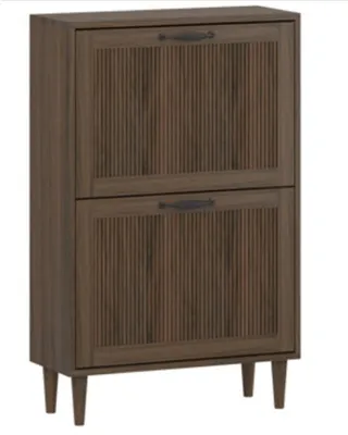 Imagen del producto de Armario de madera con 2 estantes y tiradores de estilo vintage