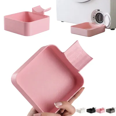 Zdjęcie produktu dla Tacka pod filtr pralki z wylewką, płaska 4,5 cm, pojemnik na wodę z filtra, druk 3D – Różowy sakura