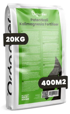 Obrázok produktu pre Patentkali Kalimagnesium Hnojivo 20 kg – Pre 400 m2 – Minerálne Draslík-Horčík Hnojivo pre Úrodu, Odolnosť & Kvalitu Pôdy – Organifer