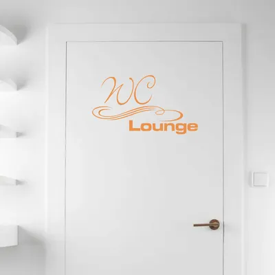 Produktbild von Wandtattoo - Wandaufkleber - Tür- Wandtattoo "WC Lounge" - 50cm x 28cm orange - Dekoration Küche Wohnzimmer Wand