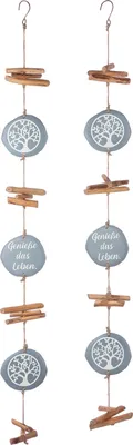 Image de Gilde Girlande, "Lebensbaum", Spruch, Kunstharz, grau, L. 1 cm, B. 10 cm, H. 88 cm 50547 4063387505472 2 Stück (2-fach sortiert)