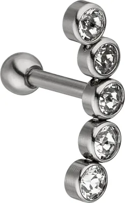 Produktbild von Helix-Piercing Bogen aus Edelstahl mit 5 Zirkonia weiß Ohrschmuck Körperschmuck