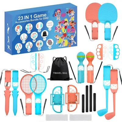 Productafbeelding van Familieaccessoirepakket 23-in-1 voor de Nintendo Switch-console - Oranje en blauwe set