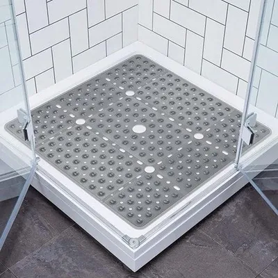 Produktbild von Famanu Duschmatte Antirutsch 70 x 70 cm - Extra große Duschmatte mit Saugnäpfen und Abflusslöchern