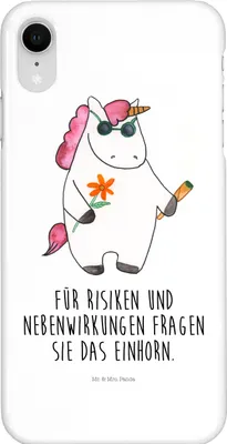 Produktbild von Mr. & Mrs. Panda Iphone XR Handyhülle Einhorn Woodstock - Weiß - Geschenk, Alkohol, Party, Einhörner, Unicorn, Handy Case, Joint, Premium Kunststoff