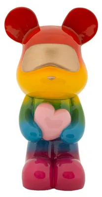 Zdjęcie produktu dla Dekoracyjna figurka "Niedźwiedź" wykonana z polirezyny, błyszcząca, o wysokości 42,5 cm, wielokolorowa, autor: o Ferretti, kolekcja "Rainbow Bear"