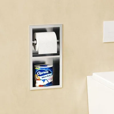 Produktbild von Edelstahl-Toilettenpapierhalter, doppellagig, 34x18cm, Nickel