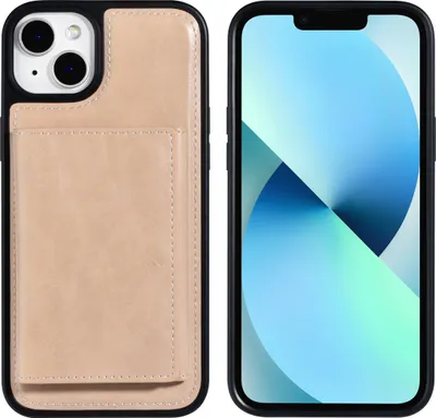 Image de UNIQ Accessory Coque rigide pour iPhone 14 & 15 Plus - Blanc et porte-cartes amovible - Or