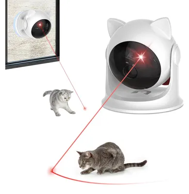 Interaktives Katzen-Laserspielzeug, USB-C, 3 Geschwindigkeiten, weiß
