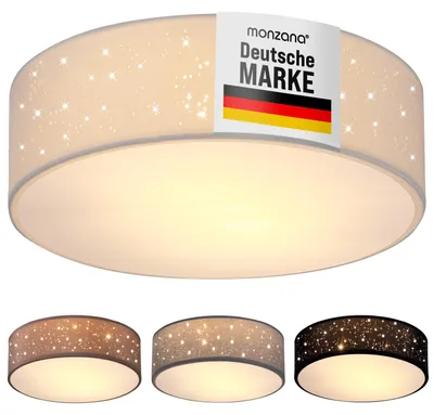 Immagine prodotto di Monzana Lampada da Soffitto Plafoniera Tessuto Ø 38cm Rotonda Luce Soffusa 40 Watt Salotto Camera