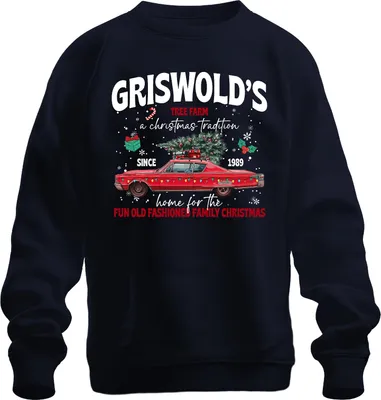 Produktbild von Griswold's Tree Farm a Christmas Tradition Vintage Car Uni Sweatshirt Pullover, Navy, 3XL