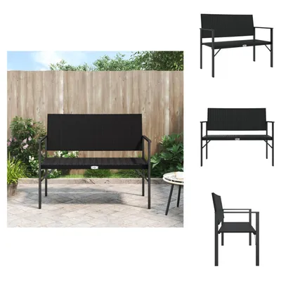Produktbild von vidaXL Gartenbank 2-Sitzer Schwarz Poly Rattan -  Gartenbänke