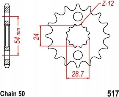Immagine prodotto di Pignone 18Z passo 50 per KAWASAKI ZRX 1200 S B 01-03 pignone anteriore