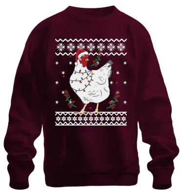 Produktbild von Huhn Weihnachtsmütze Hühnerfreunde - Ugly Christmas Sweater Sweatshirt Pullover, Burgundy, XXL