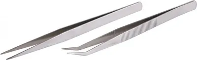 Produktbild von Pinzetten-Set, 2-teilig, aus Rostfreiem Stahl zum Greifen kleiner Objekte