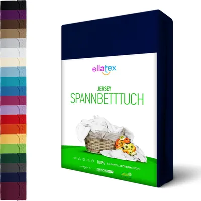 Produktbild von JERSEY Spannbettlaken Spannbetttuch 100% Baumwolle Bettlaken Betttuch Laken, in Größe: 120x200-130x200 cm, in Farbe: Dunkelblau