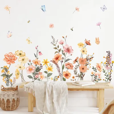 Imagen del producto de Calcomanías decorativas con motivos florales, autoadhesivas, para dormitorios y salones