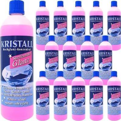 Produktbild von Kristall Hochglanz-Konzentrat - effektives Mittel zur nachhaltigen Reinigung von Fenstern, Autoscheiben, Spiegelglas, Fliesen und Lack , 15er Pack