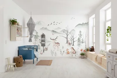 Obrázek produktu pro Komar netkaná tapeta - Cozy Woods - rozměr: 400 x 280 cm (šířka x výška) - 8 panelů, dětský pokoj, tapeta