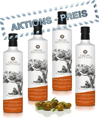 Produktbild von 4x CRETAN MYTHOS 03013 Extra Natives Olivenöl 500ml Flaschen (AKTION ! 4 x 500ml = 2L)