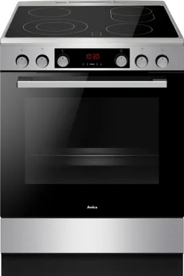 Produktbild von Amica SHCX 913 110 E, Freistehender Herd, Schwarz, Silber, Drehregler, Silber, Vorderseite, Elektronisch