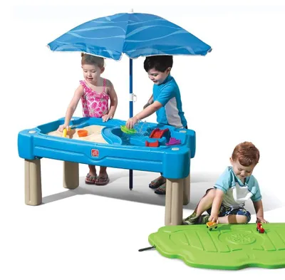 Produktbild von Sand- und Wassertisch mit Sonnenschirm und Zubehör für Kinder