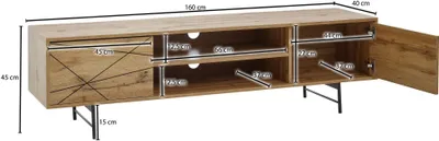 Obrázek produktu pro Podvalník dřevo dub Imitace 160x45x40 cm tv komoda se dvěma dvířky | Wohnling