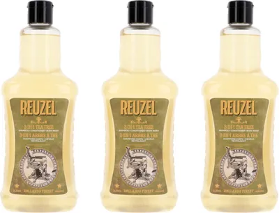 Produktbild von REUZEL 3-in-1 Teebaum Shampoo für Haar, Gesicht & Körper, beruhigend, 3x1000 ml