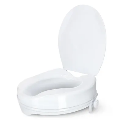 Produktbild von 4FIZJO Toilettensitzerhöhung, 10 cm, mit Deckel, Kunststoff, WC Aufsatz, Weiß