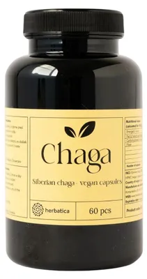 Obrázok produktu pre Čaga sibírska - 60 vegánskych kapsúl (300mg/ kapsula) - Herbatica