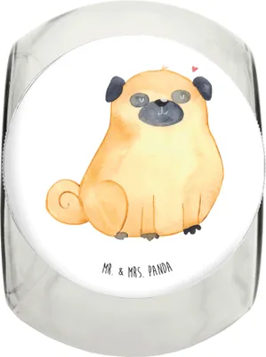 Produktbild von Mr. & Mrs. Panda Dose Mops L 870ml - Weiß - Geschenk, Aufbewahrungsdose, Liebe, Knuffig, schraubglas, Keksdose, Hundeliebe, Hund, Sprüche, Vorratsbehälter, Bonbonglas