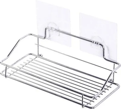 Productafbeelding van doucherek zonder boren - Roestvrijstalen douchemandje met haak 25 x 11,5 x 9 cm
