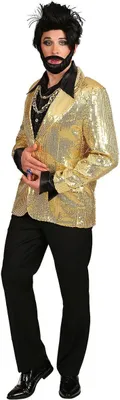 Paillettenjacke Gold Showman für Herren Gr. 48-58 Casino Fasching Karneval Mottoparty Kostüm-Zubehör glitzernd
