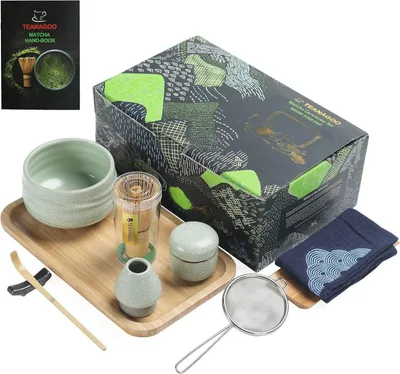 Obrázek produktu pro Japonská čajová souprava matcha s bambusovou metličkou, lžičkou a držákem - 10 ks