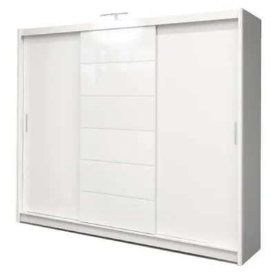Image de Armoire moderne avec tiroirs MALIBU, armoire avec éclairage LED, buffet, meubles, salon (blanc)