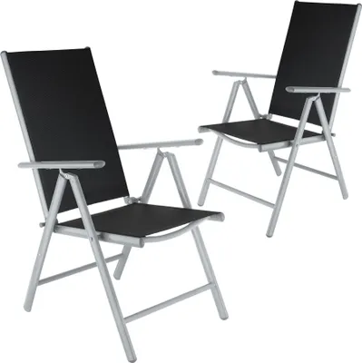 Produktbild von Tectake Gartenstuhl Marilena, 2er Set, silber, ca. 67x56x105 cm (BxTxH), Aluminiumgestell, Textilgewebe, 110 kg Tragkraft, Rückenlehne 7-fach verstellbar, extrem leicht, gute Belüftung