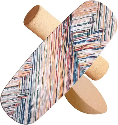 Imagen del producto de Tabla de equilibrio de madera con rodillo y semiesfera – Tabla para entrenamiento del equilibrio – Adultos – Incluye instrucciones – Mejora la coordinación y la fuerza muscular