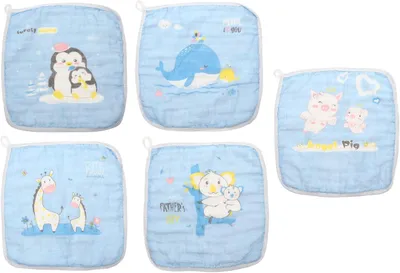 Produktbild von 5 Stück Babywaschlappen aus 100% Baumwolle Musselin Gesichtstücher für Neugeborene und Kleinkinder