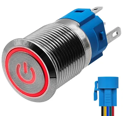 Produktbild von ProRide Metall-Drucktaster 16 mm 12V/24V ON/OFF mit roter LED