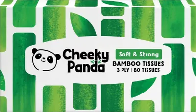 Produktbild von The Cheeky Panda Kosmetiktücher Box (80 Kosmetiktücher) – 3-lagig Taschentücher