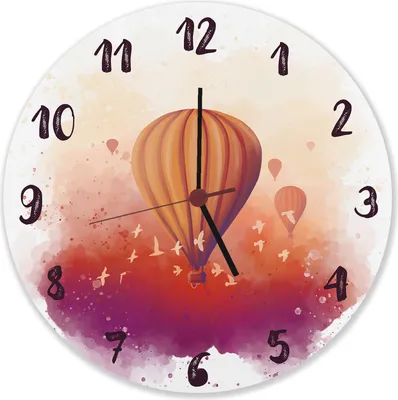 Produktbild von Heißluftballon in Wasserfarbenoptik Wanduhr aus Alu