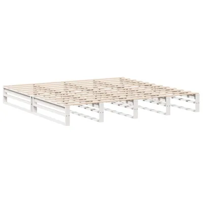 Produktbild von Massivholzbett ohne Matratze Weiß 200x200 cm Kiefernholz