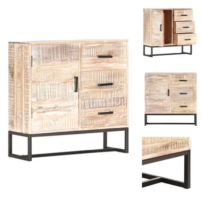 Image de vidaXL, meuble de rangement blanc, 73 x 30 x 75 cm, en bois massif d'acacia - Meubles de rangement