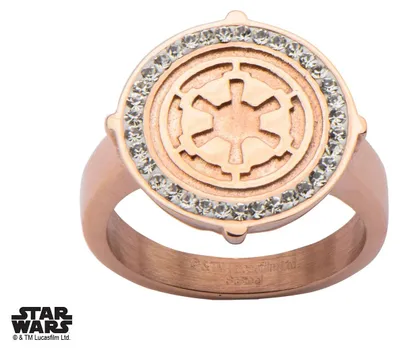 Obrázek produktu pro Hodinky Star Wars – dámské, z nerezové oceli v růžové zlaté barvě, s motivem symbolu Impéria – velikost 6